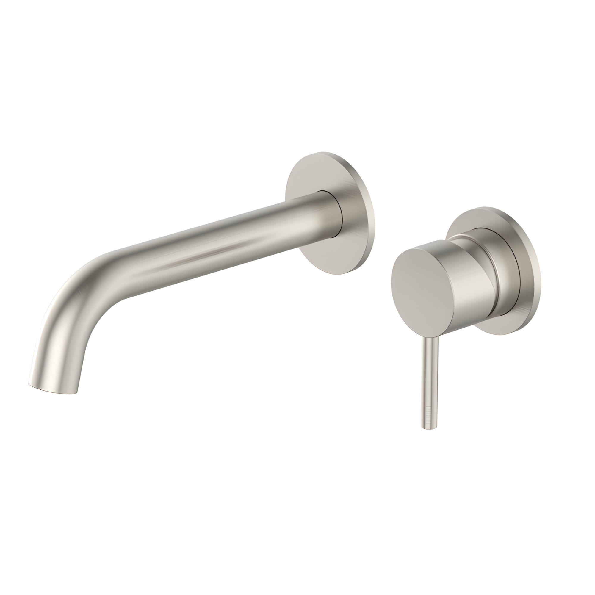 Cortenvale ALTO wall-mount bathroom tap in Brushed Nickel — studio shot, solid brass, WRAS approved