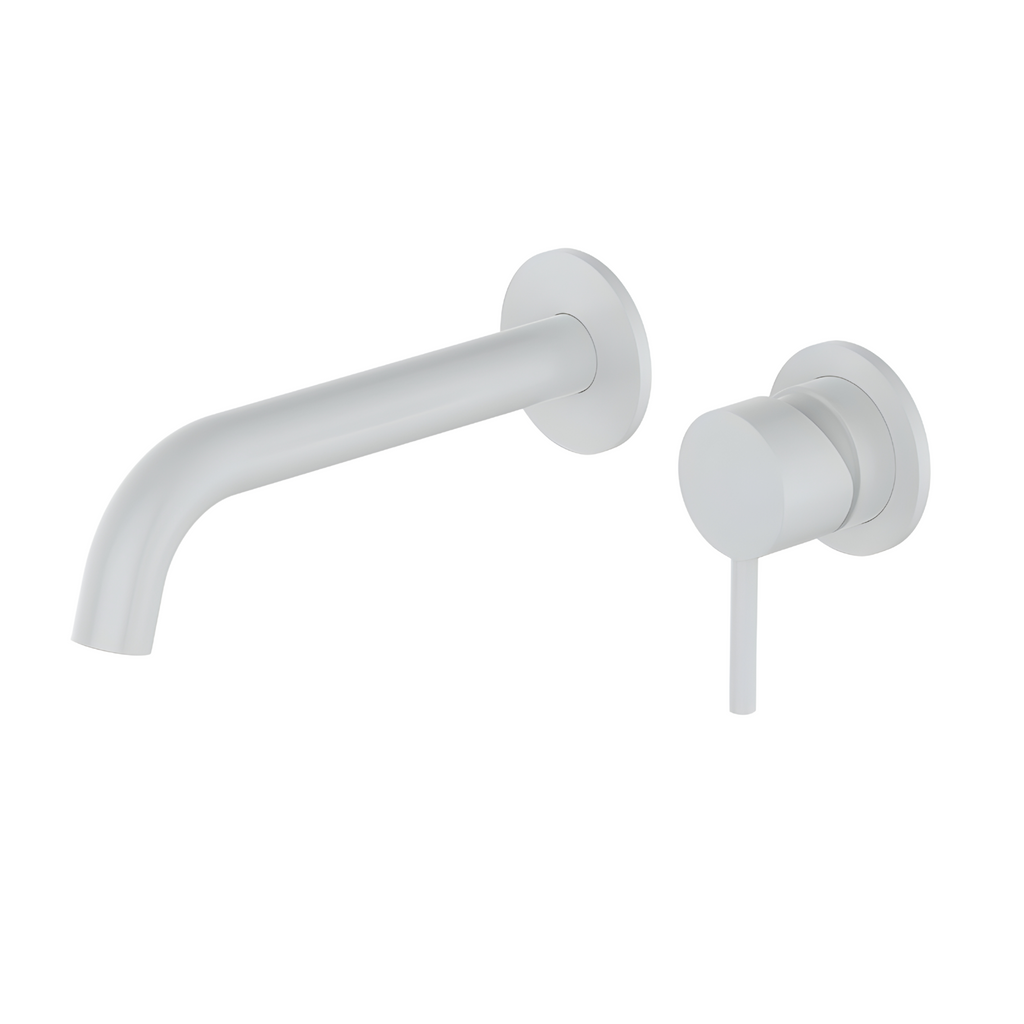 Cortenvale ALTO wall-mount bathroom tap in White — studio shot, solid brass, WRAS approved