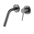 Cortenvale ARCUS wall-mount bathroom tap in Gunmetal — studio shot, solid brass, WRAS approved