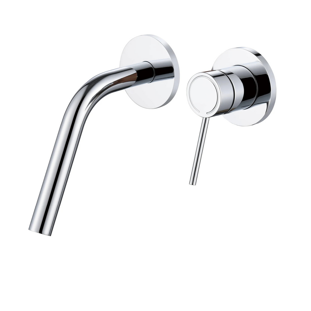 Cortenvale ARCUS wall-mount bathroom tap in Polished Chrome — studio shot, solid brass, WRAS approved