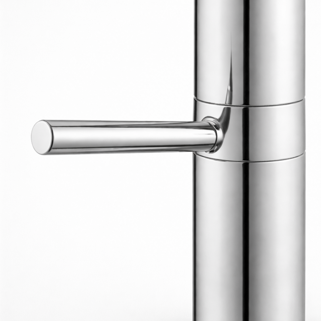 Cortenvale AURIX pull-down kitchen tap — handle lever detail, solid brass, WRAS approved