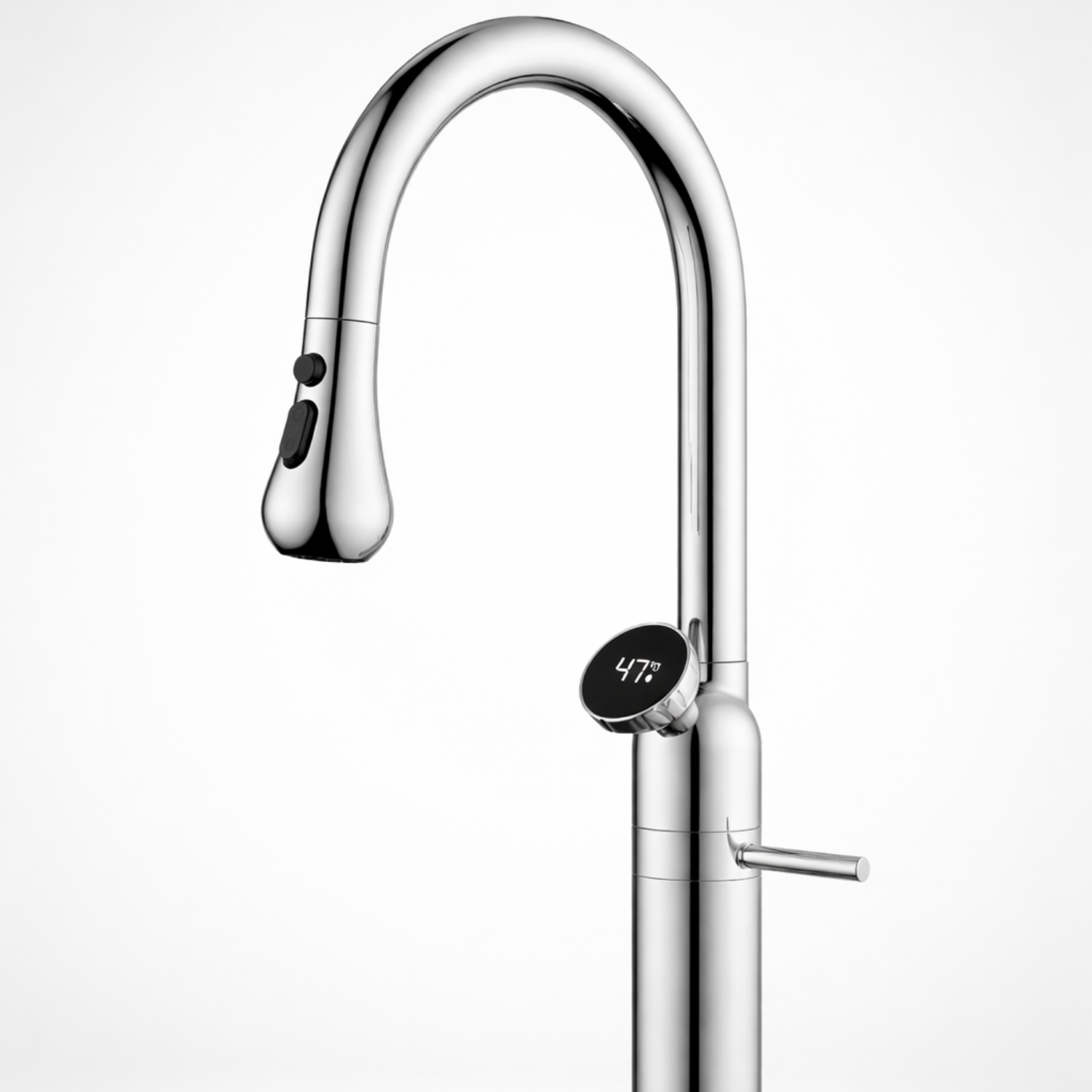 Cortenvale AURIX pull-down kitchen tap in Polished Chrome — close-up, solid brass, WRAS approved
