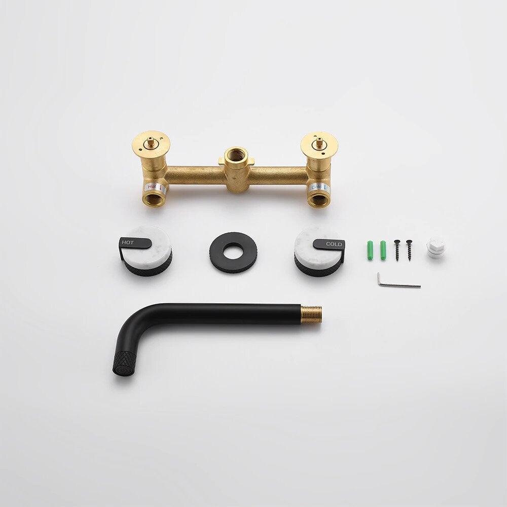 Cortenvale ORBIT wall-mount bathroom tap — included components and fixings, solid brass, WRAS approved