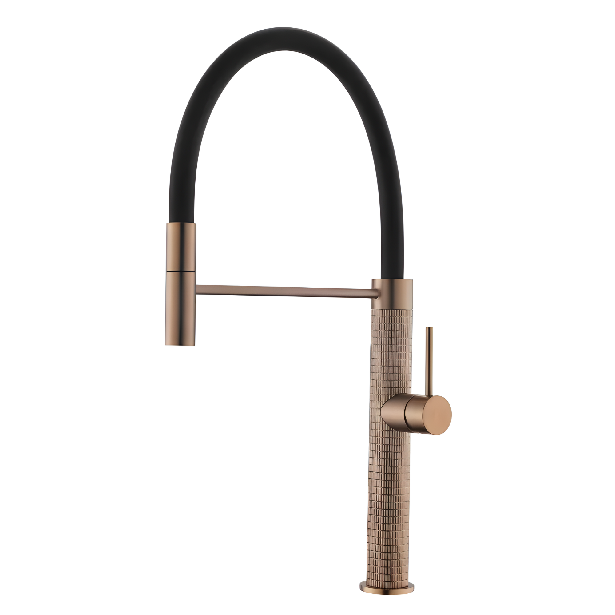 Cortenvale PRISMA flexible kitchen tap in Bronze with orange hose — solid brass, WRAS approved