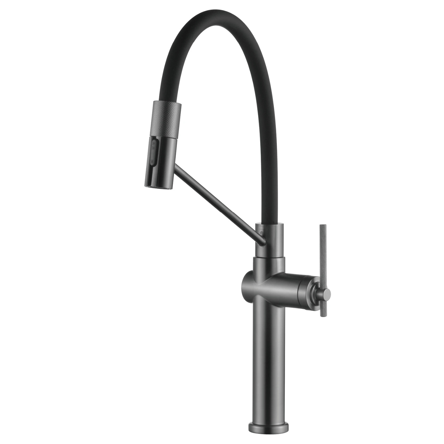 Cortenvale VEXA flexible kitchen tap in Polished Chrome with black hose — solid brass, WRAS approved